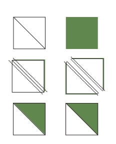 half square triangle illustration in gray and green