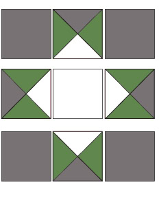 half square triangle illustration in gray and green
