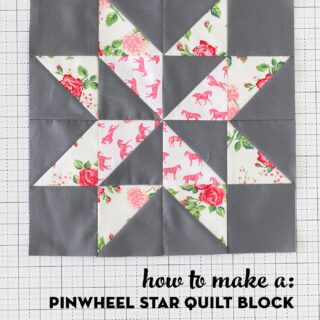 gray and white quilt block on white cutting mat