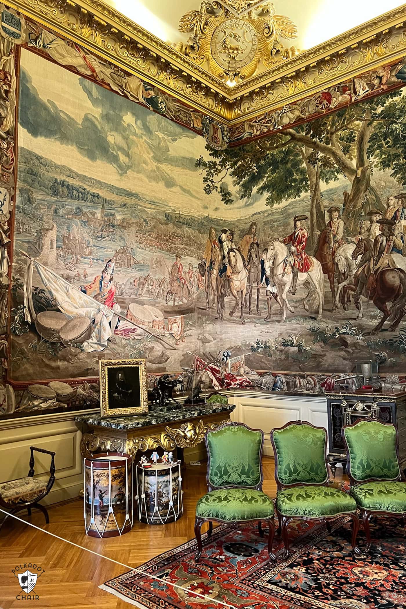 detail of tapestry in Chatsworth house England