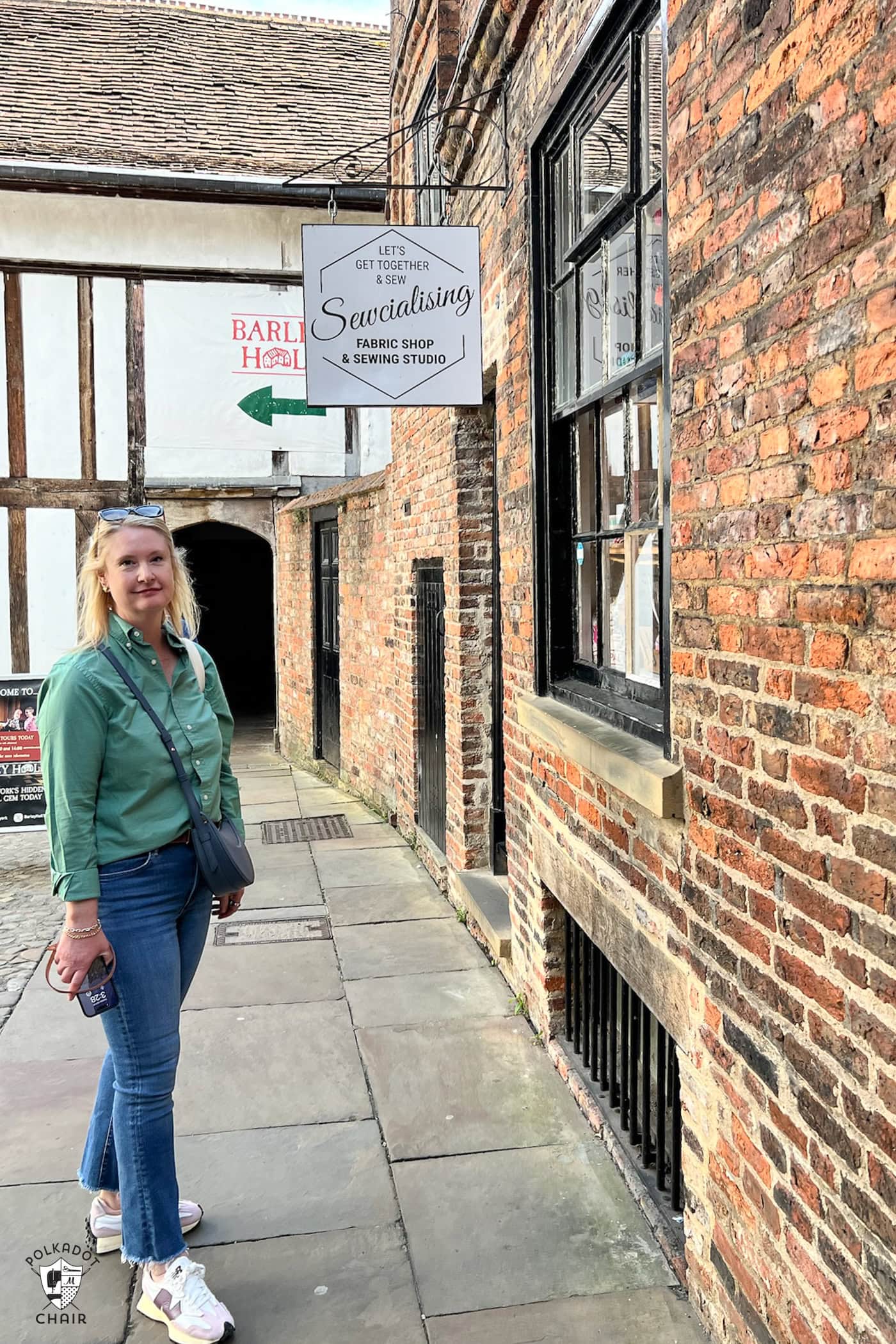 Outside sewing shop, York