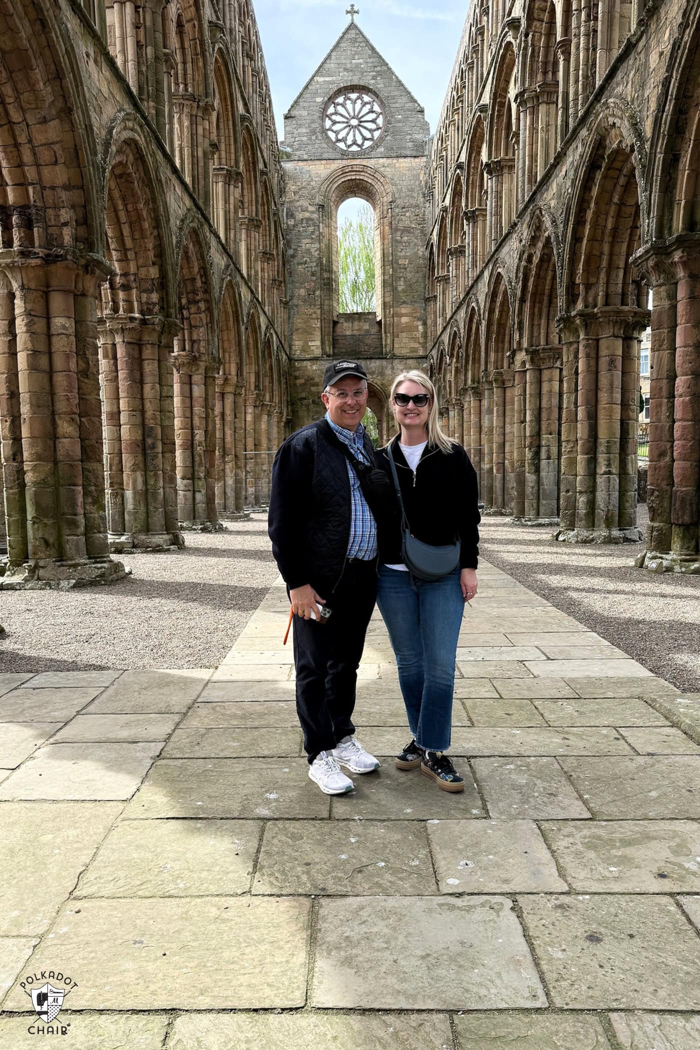 couple standing in abandoned church