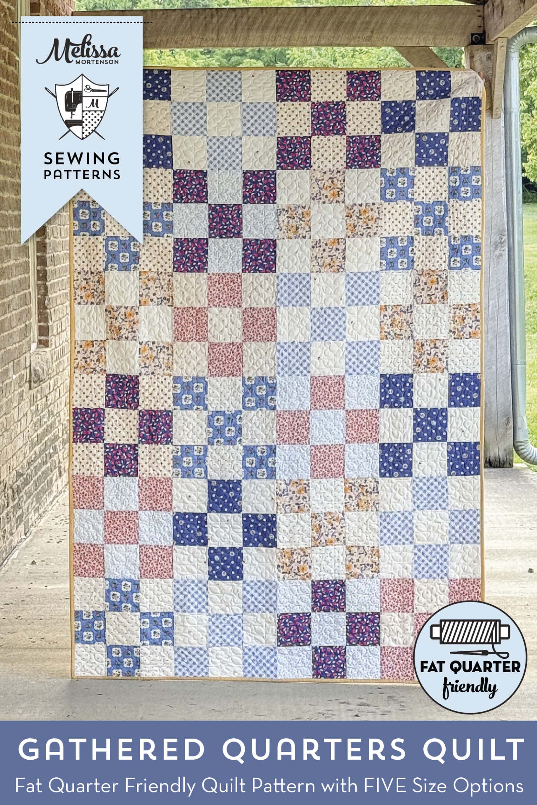 colorful patchwork quilt on porch of old building with text overlay