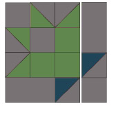 green and gray quilt block illustrations and diagram