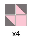 gray and pink quilt block assembly diagram