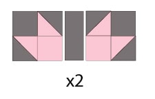 gray and pink quilt block assembly diagram