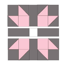 gray and pink quilt block assembly diagram