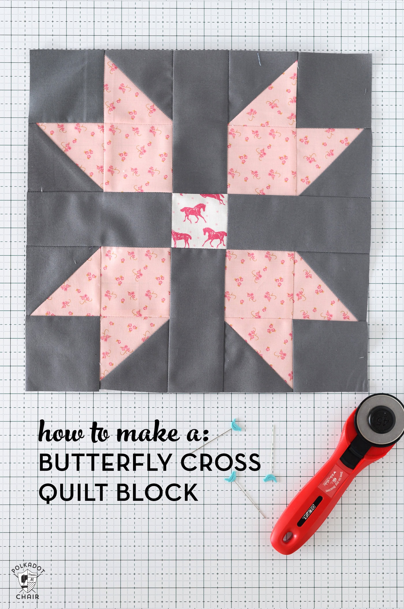 Butterfly Cross Quilt Block Pattern-image