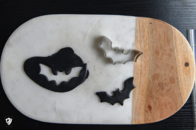 Cut out clay on cutting board