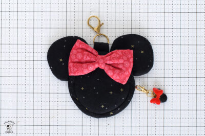 mickey head shaped zip bags on white cutting mat