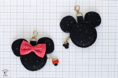 mickey head shaped zip bags on white cutting mat