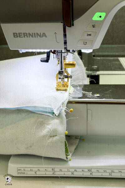 fabric under sewing machine foot