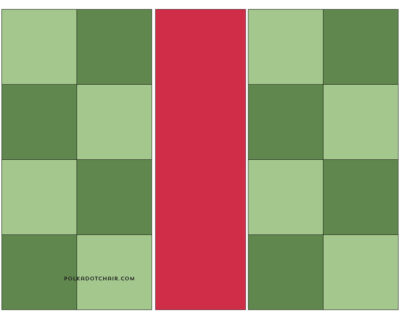 christmas gift quilt block illustrations in blue, green and red