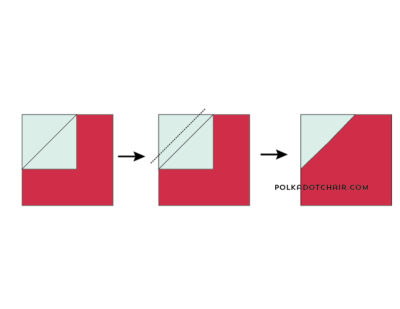 stocking quilt block illustrations in pink, red and mint