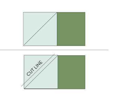 christmas tree block illustrations in green and blue