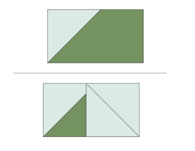 christmas tree block illustrations in green and blue