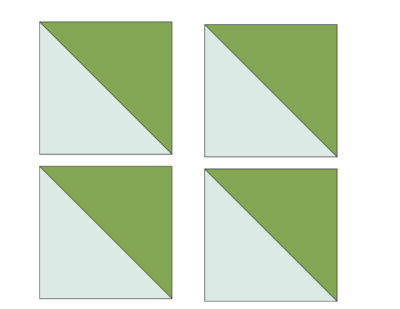 christmas tree block illustrations in green and blue