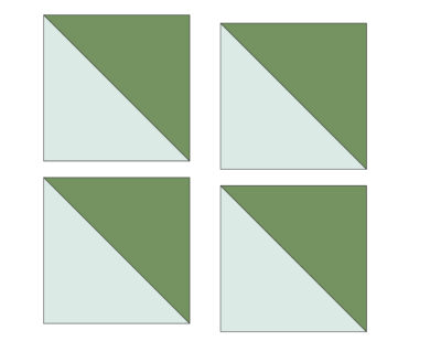 christmas tree block illustrations in green and blue