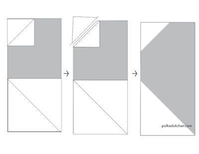 Heart quilt block assembly diagram in black and white