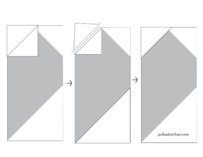 Heart quilt block assembly diagram in black and white