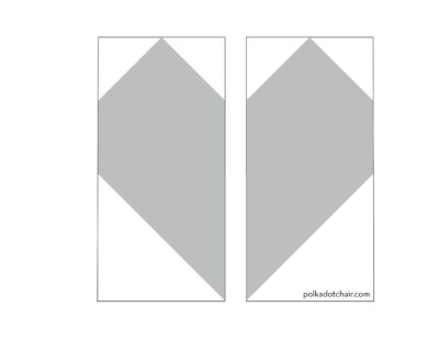 Heart quilt block assembly diagram in black and white