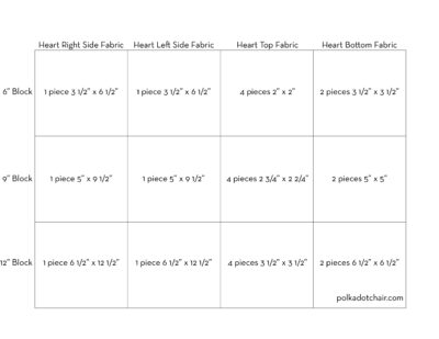 Heart quilt block assembly diagram in black and white