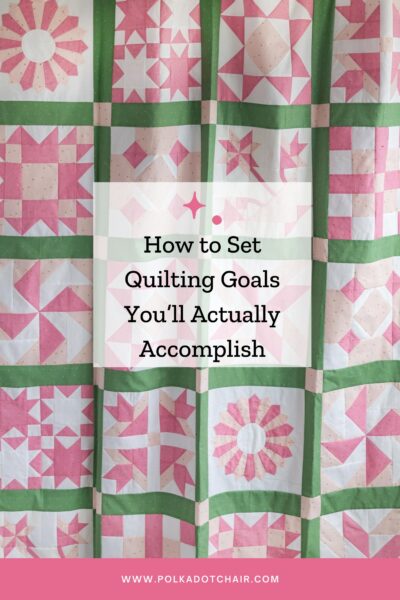 pink and green quilt with text overlay