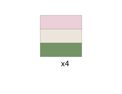 pink, green and ivory rail fence quilt block construction step illustration