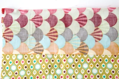 Patterned fabric on white table
