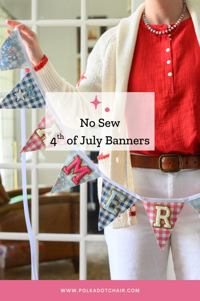 Colorful 4th of July banners with patriotic patterns and letters for celebrating Independence Day. P.