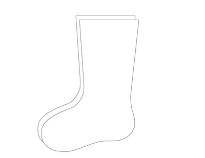 black and white illustration of quilted stocking construction process
