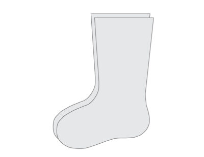 black and white illustration of quilted stocking construction process