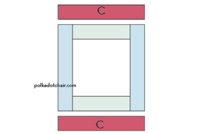 diagram of courthouse step block construction in white, blue and reds