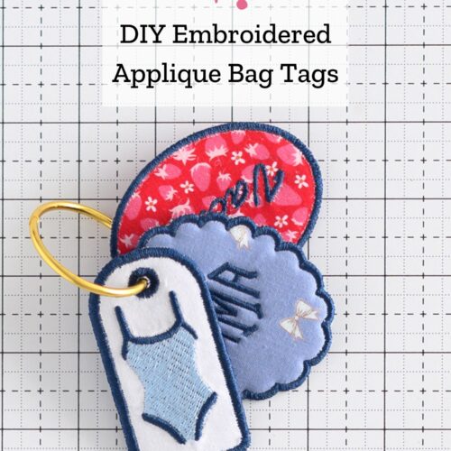 Handmade embroidered bag tags