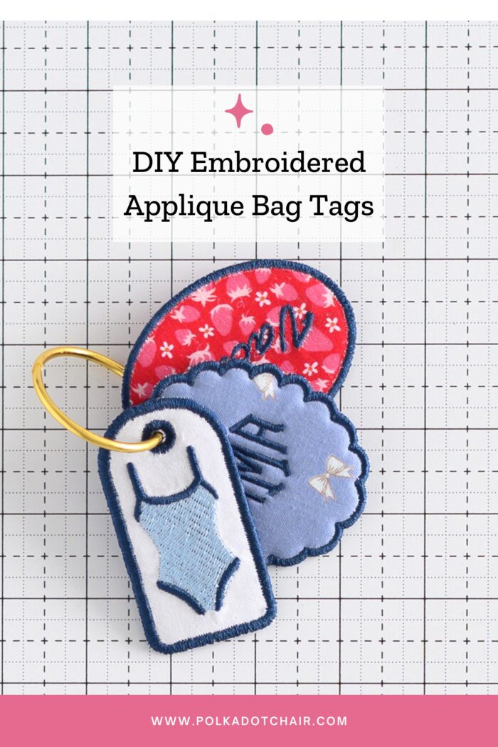 Handmade embroidered bag tags