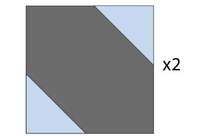 blue and gray construction illustration of quilt block construction steps